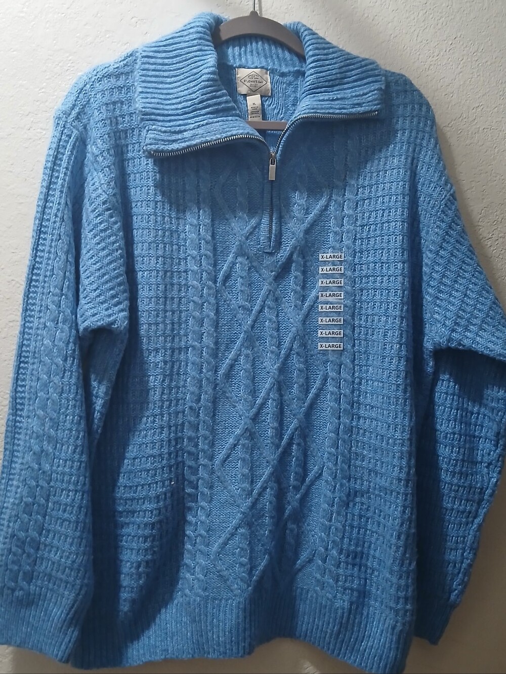 New St. John's Bay Blue Cable-Knit Zip Sweater